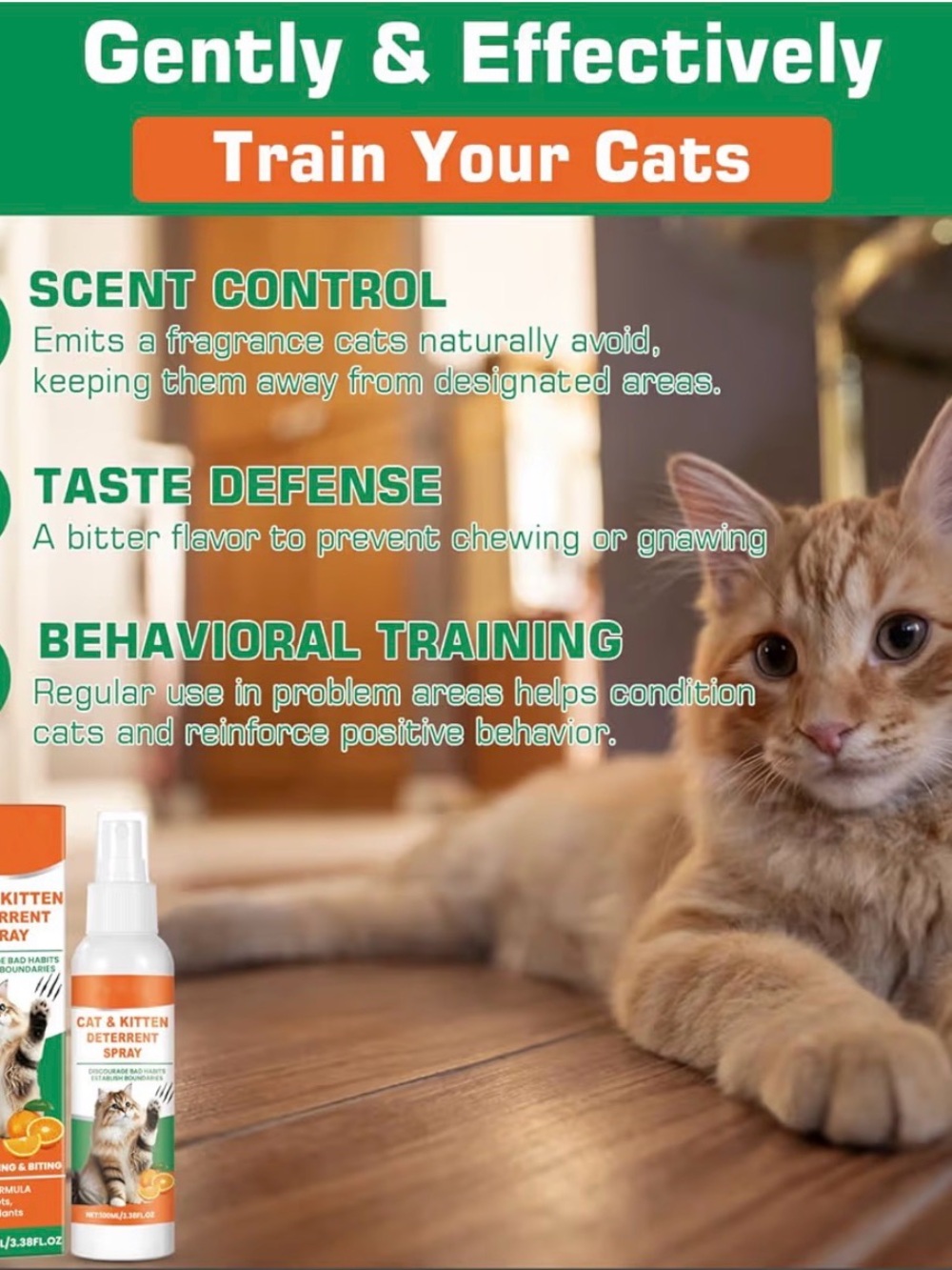 Cat Deterrent Spray Indoor Ourdoor  natural  100 ML/3.38FL.OZ NEW IN BOX - Picture 3 of 8